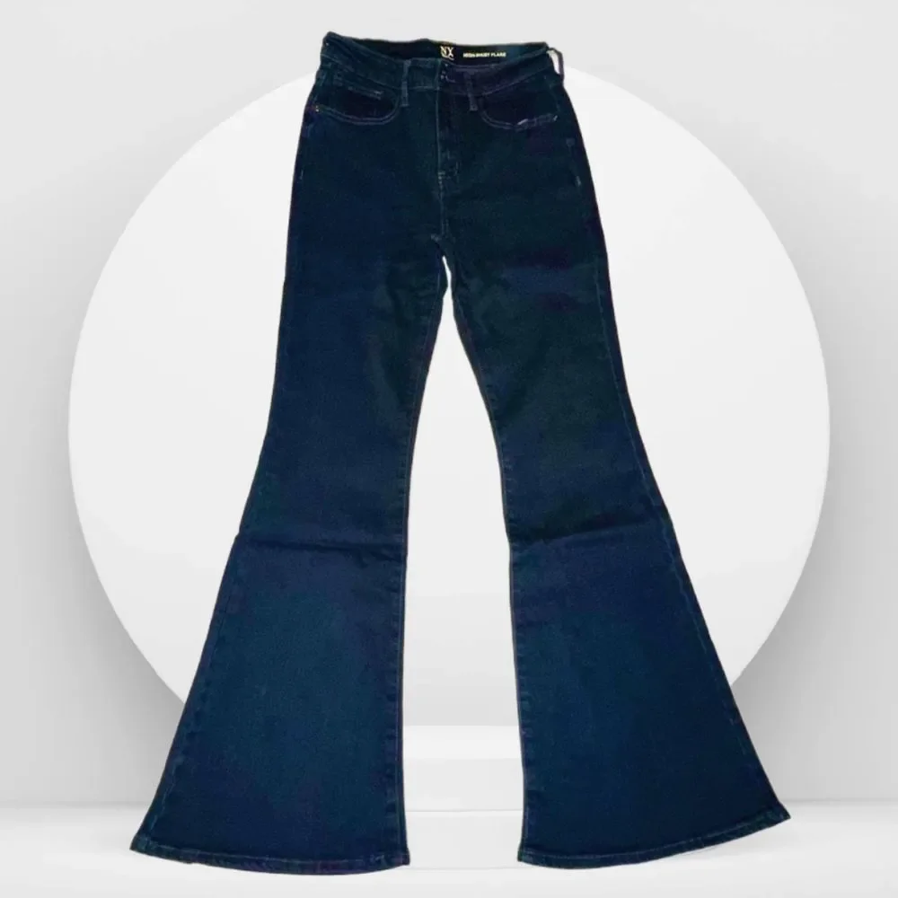 NY&Co Dark Blue Wash High-Waisted Flare Jeans NWT - Picture 3 of 6